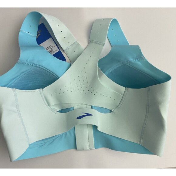 Brooks 34DD/E Dare Zip Front Run Bra 2.0 Ice Blue Vivid Teal Molded Sports Bra - Picture 7 of 9